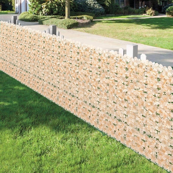 Artificial Flower Privacy Fence Screen, UV-Resistant Leaf Hedge Cover for Garden, Backyard & Balcony