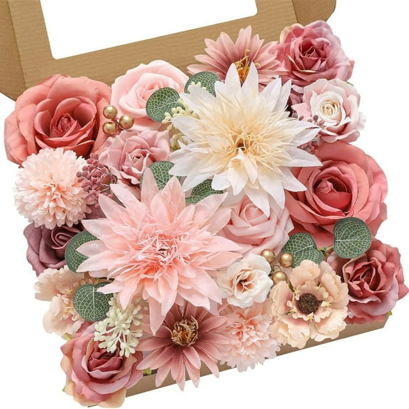 Artificial Flower Realistic Faux Floral with Hollow Stems Multipurpose Wall Art Wedding Birthday Party Decoration