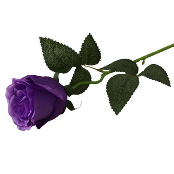 Artificial Flower Realistic Looking Bent Freely Faux Silk Flower Simulation Rose Bouquet Flower Decor for Home Purple Plas