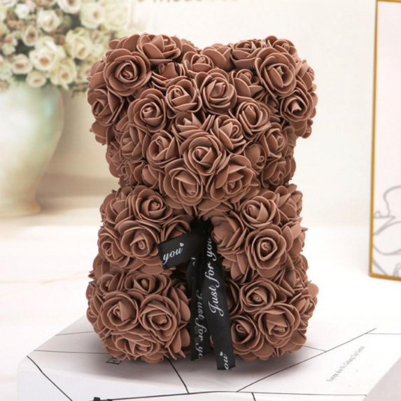 Artificial Flower Rose Bear, Rose Bear, Bear Flower, Forever Rose Immortal Flower Window Display, Anniversary Christmas Valentine's Day Gift