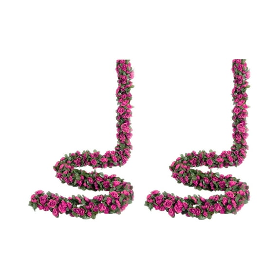 Artificial Flower Rose Garlands, 98In, Magenta, Artificial Vines for Decoration, Outdoor Wedding Decorations, Spring Home Decor Indoor, 2 Pcs