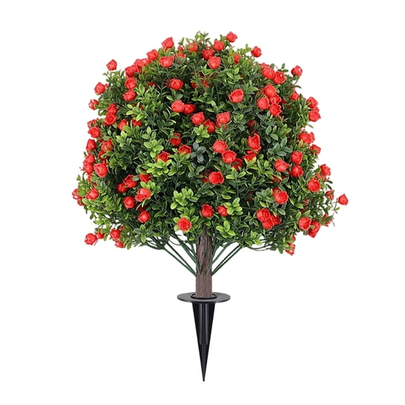 Artificial Flower Rose Ground Stake Tree Outdoor Spring Decorations, Artificial Plants Ball Tree, 24 inch