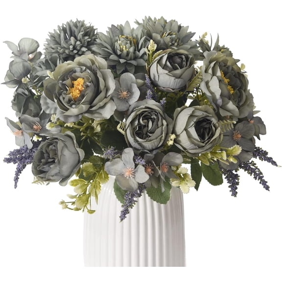 Artificial Flower Rose Silk Bouquet for Baby Shower Party Home Wedding Decoration,Pack of 10 (Cream)