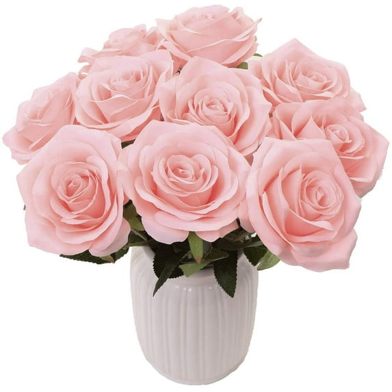 Artificial Flower Rose Silk Bouquet for Baby Shower Party Home Wedding Decoration,Pack of 10 (Cream)