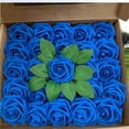 thumbnail image 1 of Artificial Flower Roses, 25PCS Real Touch Fake Flowers with Stems, PE Roses for DIY Wedding Bouquet Floral Arrangements Party Home Decorations  dark light, 1 of 9