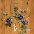 thumbnail image 1 of Artificial Flower Silk Rose Flower Bloom and Bud Stem in Purple 39" Tall, 1 of 4