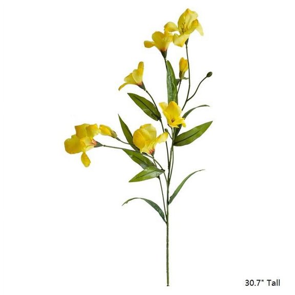 Artificial Flower Silk Tung Flower Stem in Yellow 31" Tall