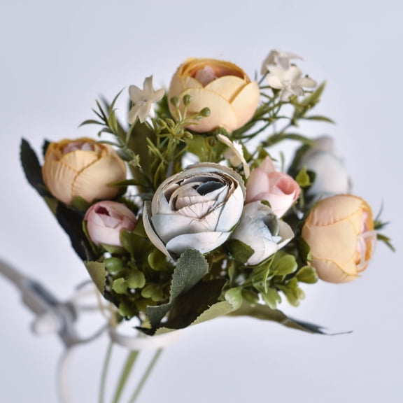 Artificial Flower Small Bouquet of Rosebuds Bouquet Home Decor Fake Dried Flowers Bouquet