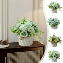 Artificial Flower With Small Ceramic Vase Fake Silk Variety Flower Balls Flowers Decoration Table Appropriate Home Party Office Wedding Outdoor Indoor Garden Home Decoration