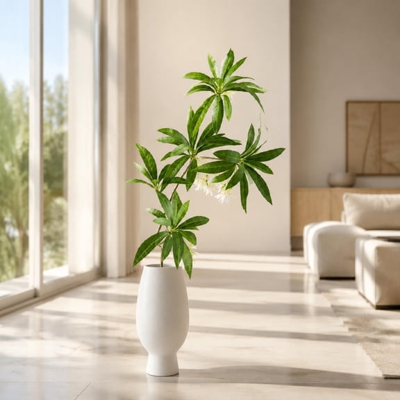 Artificial Flower Stems Set, Faux Gardenia Pieris Branches Lifelike Adjustable Arrangement Decorative Accent for Vase Centerpiece, Home Office Wedding Party Tabletop Display