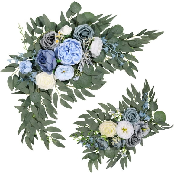 Artificial Flower Swag Set of for Wedding Welcome Signs Wedding Arch Flowers for Wedding Ceremony Arbor (Blue)