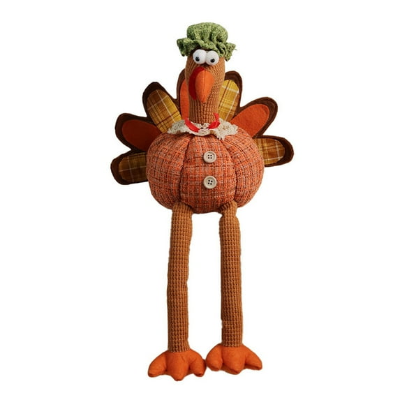Artificial Flower, Thanksgiving Plush Turkey Doll, Kitchen Table Decor Hanging Legs, Thanksgiving Plush Turkey Doll with Hanging Legs for Kitchen Table Decor, by Elapind
