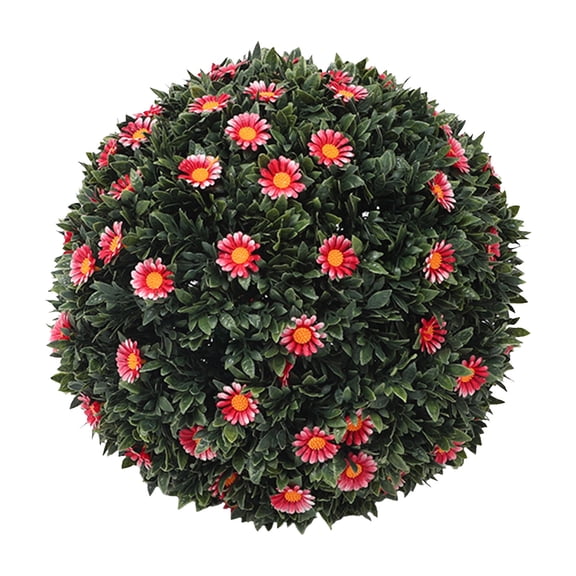 Artificial Flower Topiary Ball, Daisy Flower Faux Boxwood Decorative Balls, Evergreen Plants Ball, Faux Mum Garden Spheres, Artificial Topiaries Balls with Flower, Fake Plant Sphere
