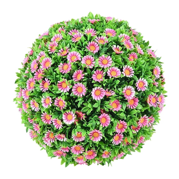 Artificial Flower Topiary Ball, Daisy Flower Faux Boxwood Decorative Balls, Evergreen Plants Ball, Faux Mum Garden Spheres, Artificial Topiaries Balls with Flower, Fake Plant Sphere