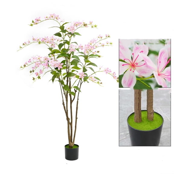 Artificial Flower Tree, Tall Faux  Flowers Floor Plant Indoor Decor with Flowers for Spring Home Room Office Wedding Party Valentines Day Decor