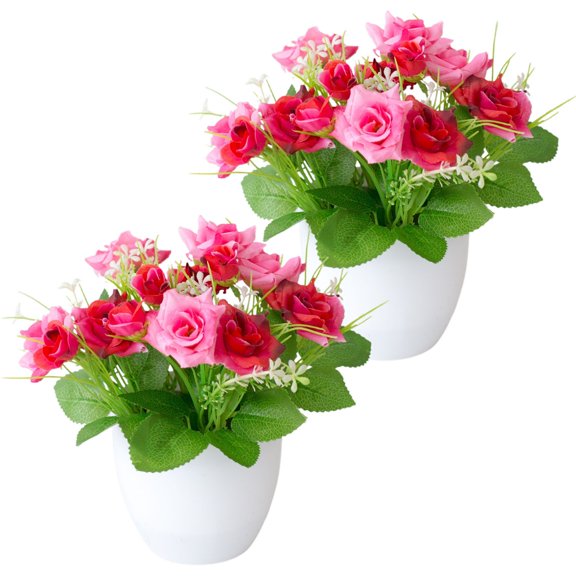 Artificial Flower Vase, Dienrx Fake Silk Floral Arrangement, Handmade Rattan Vase, Farmhouse Dining Table Decoration, Restaurant Kitchen Office Desktop Centerpiece