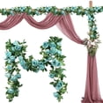 thumbnail image 1 of Artificial Flower Vine Garland Hanging Floral Plants Twists For Wedding Garden Wall Party Home Indoor Outdoor Decoration,Floral Garland,Hanging Vine,Blue,6.6 Ft, 1 of 10