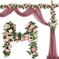 thumbnail image 1 of Artificial Flower Vine Garland Hanging Floral Plants Twists For Wedding Garden Wall Party Home Indoor Outdoor Decoration,Floral Garland,Hanging Vine,Light Pink,6.6 Ft, 1 of 10