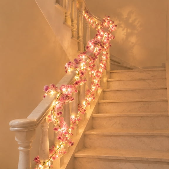 Artificial Flower Vine with LED Lights, Hanging Floral Garland String Lights for Bedroom Wall Balcony Wedding Arch Party Decor, Lighted Faux Flower Vine Indoor Home Decorations