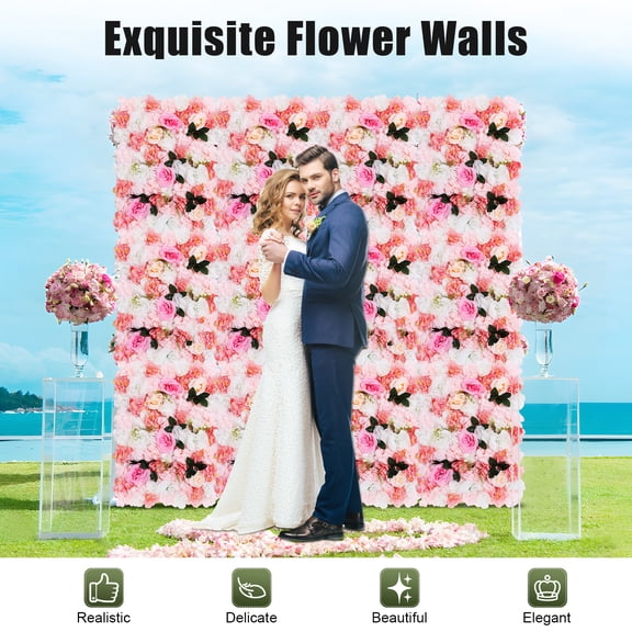 Artificial Flower Wall Panel Rose Dahlia Leaves Wedding Backdrop Stage 12pcs