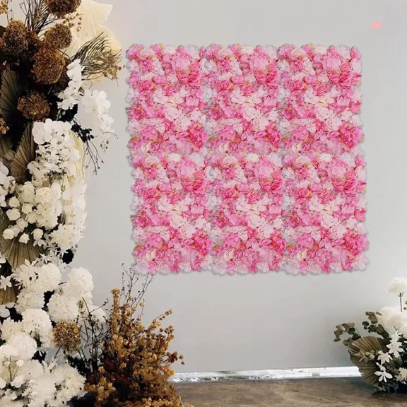 Artificial Flower Wall Panel Silk Fabric Plastic23.62*15.74 inch Wall Background Silk Rose Mat 6 PCS a Set for Wedding Backdrops, Photography Buildings, Clothing Store (Dark Pink, Light Pink, Rose)