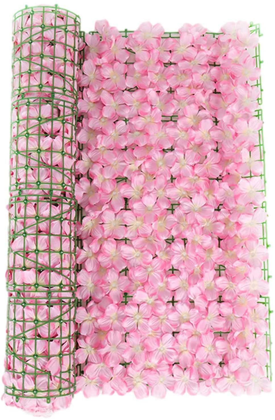 Artificial Flower Wall Panels, 118" x 19.69",Flower Garden Fence Vine Privacy Fence Wall Screen Hedge, Romantic Floral Backdrop Hedge Home Decor Wedding Party Photo Background