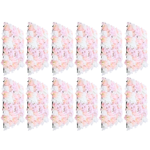 Artificial Flower Wall Panels, 12-Pack, 40x60cm, Silk & Plastic, Light Pink, 3D Realistic Flowers, Hollow Grid Backing, Easy to DIY, No Assembly, Ideal for Outdoor Fences, Wedding Backdrops, Home
