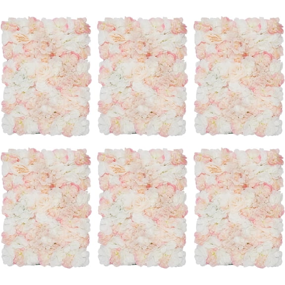 Artificial Flower Wall Panels, 24 * 16in Reusable Artificial Floral Backdrop for Wedding Party Home Photo Background Photography (6Pcs)