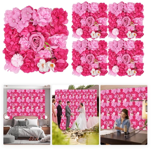 Artificial Flower Wall Panels for Wedding Backdrops and Event Decor – Silk Roses & Hydrangeas, Easy to Install, Reusable for Parties, Bridal Showers, and Home Decoration