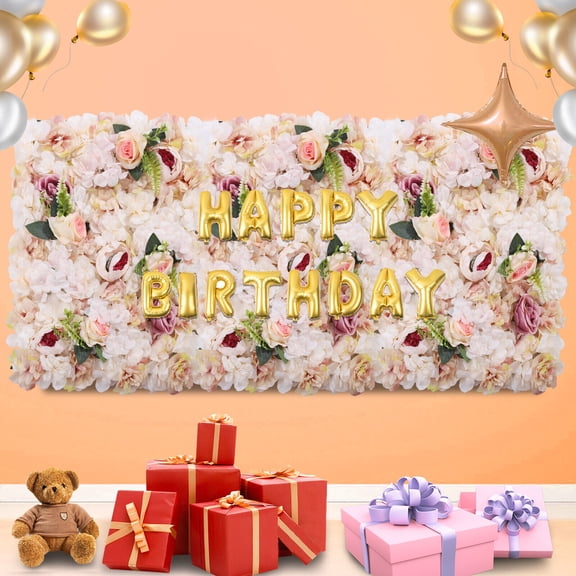 Artificial Flower Wall Silk Rose Backdrop Floral Panel 24"X16" for Wedding Decor