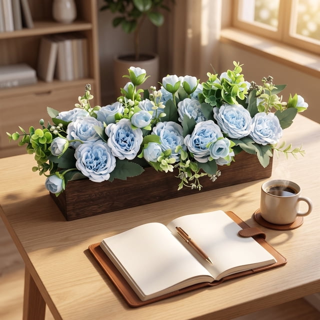 Artificial Flower Wooden Box Ornaments, Wood Flowers Centerpieces ...
