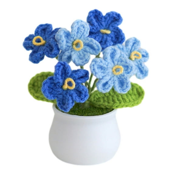 Artificial Flower Wool Crochet Bouquet,Hand-woven Potted Home Ornaments, Fake Flower Knitted Flower Decor Handmade Home Office Decoration