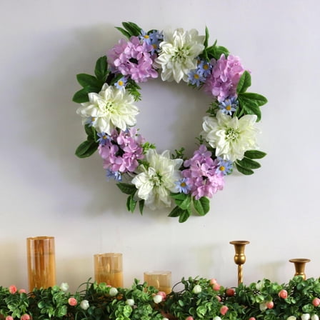 Artificial Flower Wreath Under $5! Kadlawus Artificial Flower Wreath, 20 Inch Spring Summer Wreath for Wall and Door, Colorful Floral Wreath for Easter and Wedding, Home Decor Wreath for Window