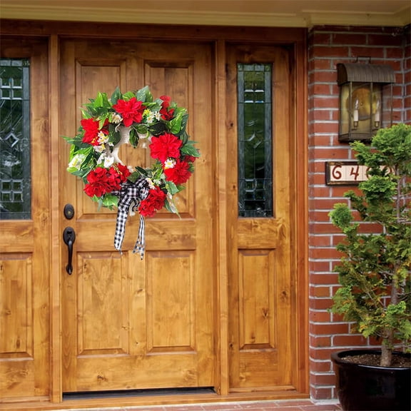 Artificial Flower Wreath,Floral Wreath Spring and Summer Wreath Front Door Wreath for Home Party Festival Wedding Decor