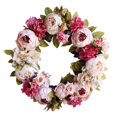 thumbnail image 1 of Artificial Flower Wreath Handmade Floral Simulation Peony Flowers Garland for Home Front Door Christmas Birthday Wedding Party Decoration Pink, 1 of 8