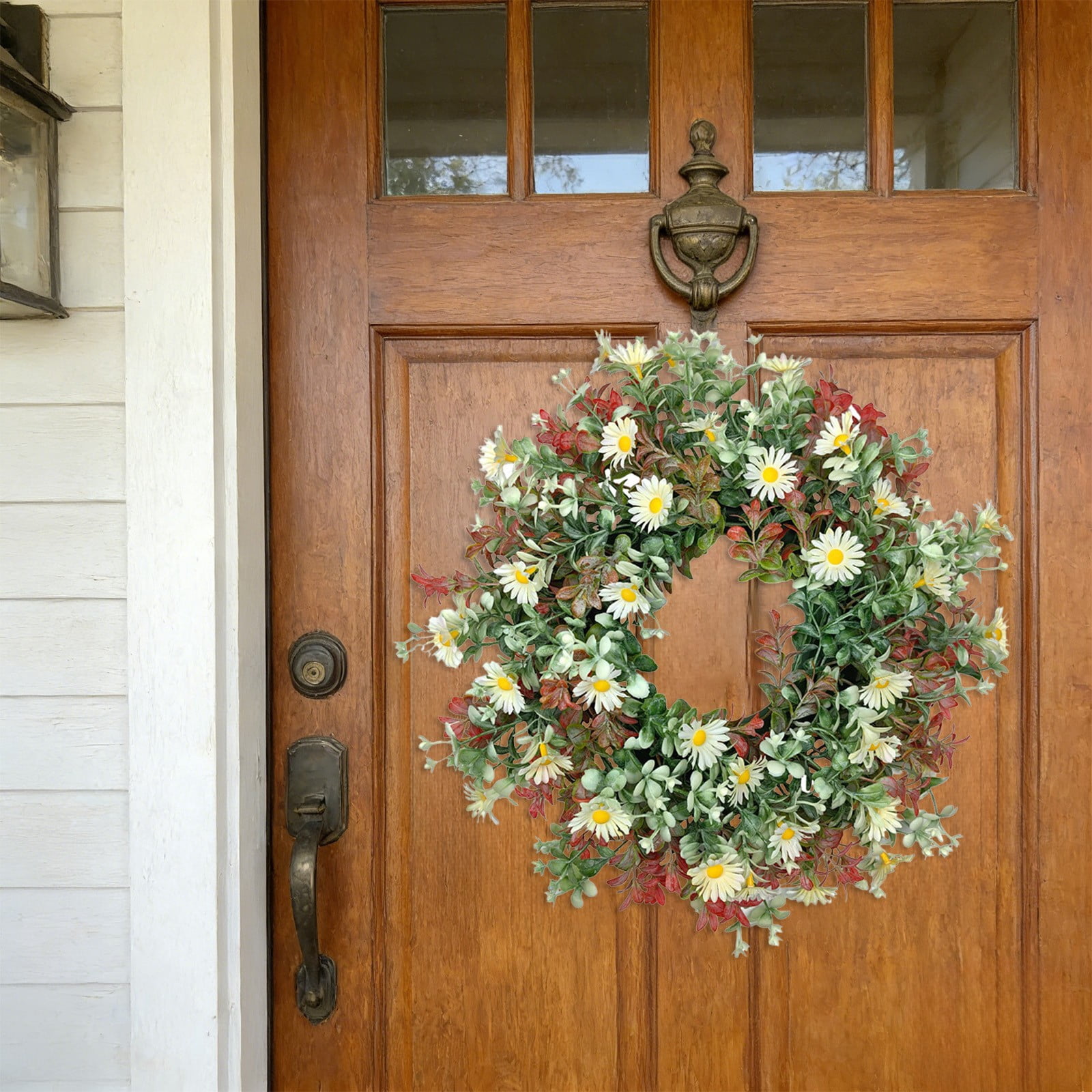 Artificial Flower Wreath, Spring Summer Decor, Multicolor Plastic ...