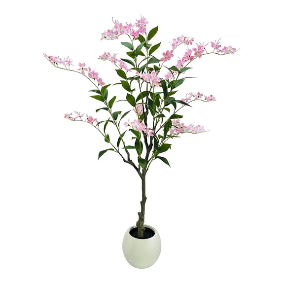 Artificial Flowering Tree with Ceramic Pot & Dried Moss – Realistic Cherry Blossom Design, 5ft Tall Indoor Plant – Easy to Assemble & Maintain – Ideal for Living Room, Office or Entryway Decor