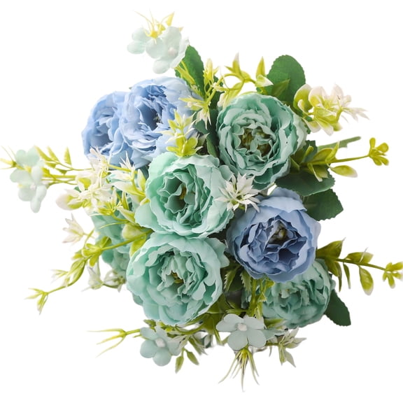 Artificial Flowers, 1 Pc Fake Peonies Rose UV Resistant Silk Flowers, Lifelike Bouquet, No Fade, Fake Flowers for Wedding, Party, DIY Tables Centerpiece Decor, Fake Flowers, 12.99 Inch, Blue