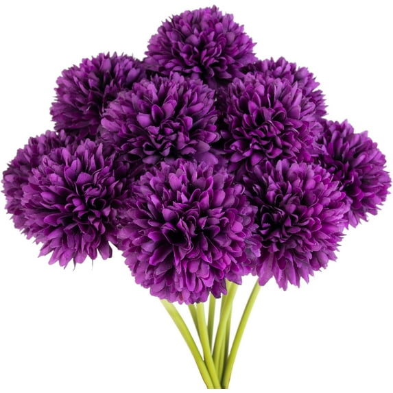 Artificial Flowers, 10Pcs Fake Flowers Silk Artificial Chrysanthemum Ball Hydrangea Bridal Wedding Bouquet for Home Garden Party Wedding Décor