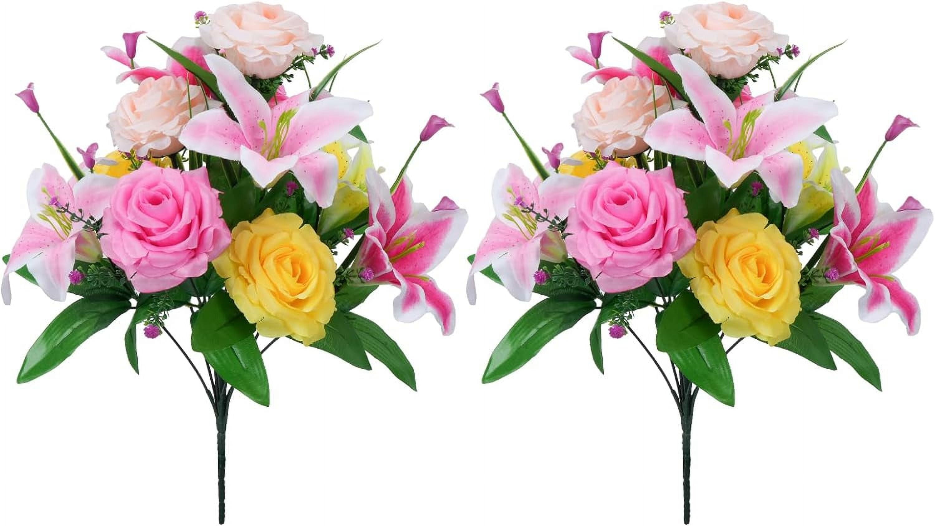 Artificial Flowers, 11PCS Mixed Bush Memorial Day Flower Red White and ...