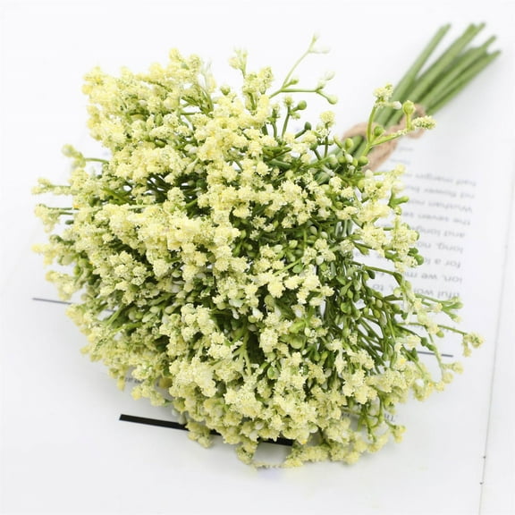 Artificial Flowers (12 Stems) Yellow - Artificial 12Pcs Babys Breath Artificial Flowers for Decoration Gypsophila Bouquet for Flower Arrangement Light - 12X Yellow Flowers