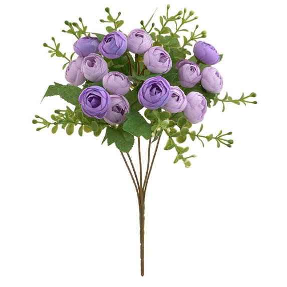 Artificial Flowers 15 Pcs Dusty Rose Faux Silk Mini Ranunculus Bulk Fake Wedding Filler Flowers for DIY Bouquets, Centerpieces, Bridal Shower Decorations & Arrangements