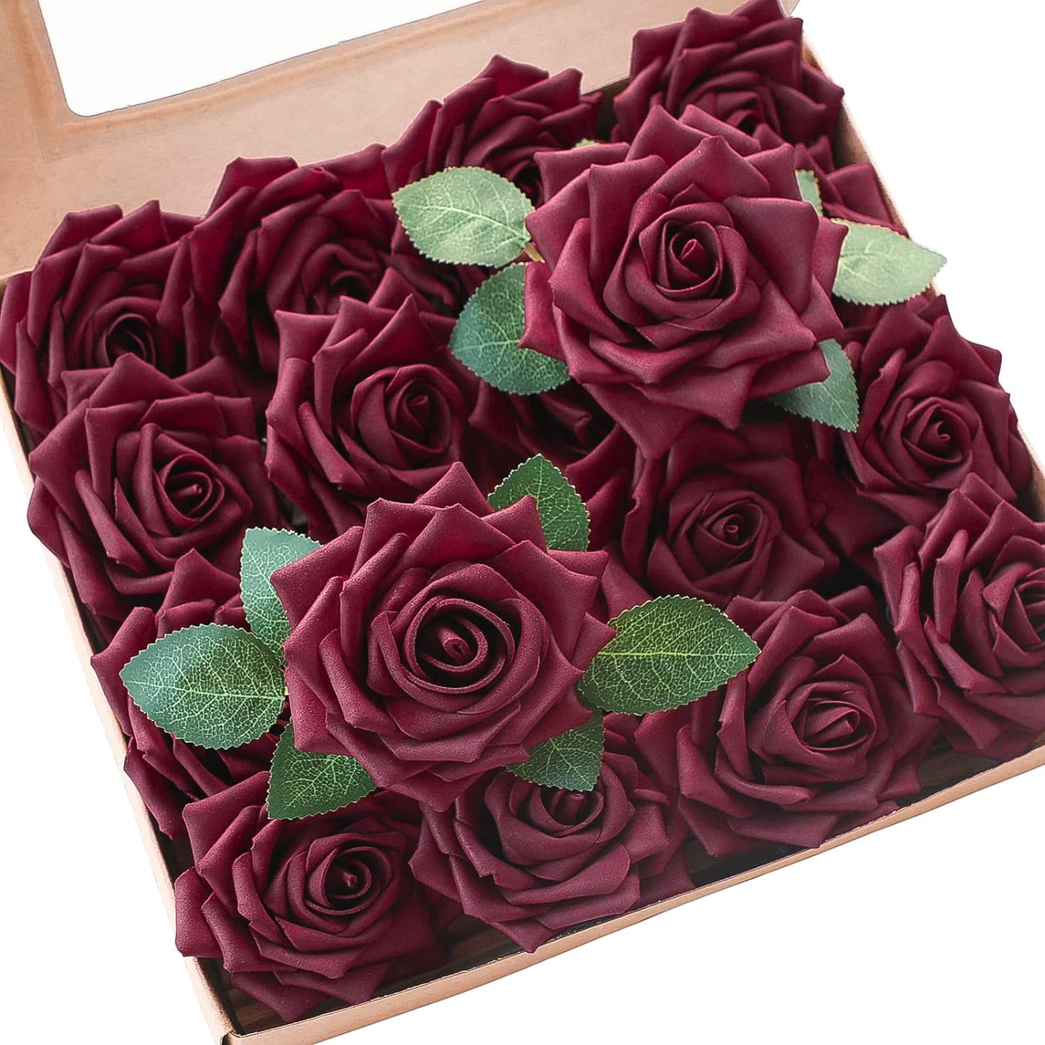 Artificial Flowers 16pcs 3.5" Real Looking Dusty Rose Foam Fake Hybrid ...
