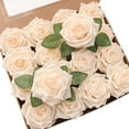 thumbnail image 1 of Artificial Flowers 16pcs 3.5" Real Looking Dusty Rose Foam Fake Hybrid Tea Roses with Stems for DIY Wedding Bouquets Bridal Shower Centerpieces Floral Arrangements Party Tables Home Decoration, 1 of 5