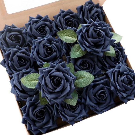 Artificial Flowers 16pcs 3.5" Real Looking Dusty Rose Foam Fake Hybrid Tea Roses with Stems for DIY Wedding Bouquets Bridal Shower Centerpieces Floral Arrangements Party Tables Home Decoration