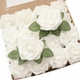 thumbnail image 1 of Artificial Flowers 16pcs 3.5" Real Looking Ivory Foam Fake Avalanche Roses with Stems for DIY Wedding Bouquets Bridal Shower Centerpieces Floral Arrangements Party Tables Home Decorations, 1 of 5