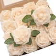 thumbnail image 1 of Artificial Flowers 16pcs 3.5" Real Looking Ivory Foam Fake Avalanche Roses with Stems for DIY Wedding Bouquets Bridal Shower Centerpieces Floral Arrangements Party Tables Home Decorations, 1 of 5