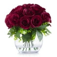 Artificial Flowers 18 Heads Silk Roses Fake Flowers Arrangement in
