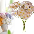thumbnail image 1 of Artificial Flowers 1Bundle 10.63*5.51Inch Artificial Daisy Flowers UV Resistant Outdoor Fake Wildflowers with Stems Faux Greenery Shrubs Plants Arrangements for Home Garden Vase Decor,Pinkish Green, 1 of 9