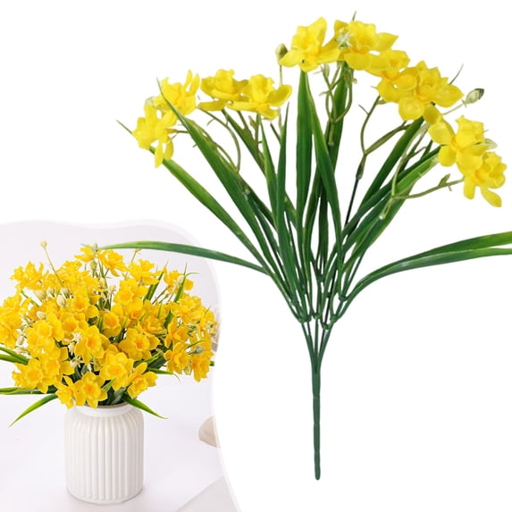 Artificial Flowers,1PC 10 Artificial Daffodils 14.6 Inch Yellow Flowers S Flowers Realistic Daffodil Flower Arrangement For Indoor Outdoor Home Garden Wedding Easter Decor